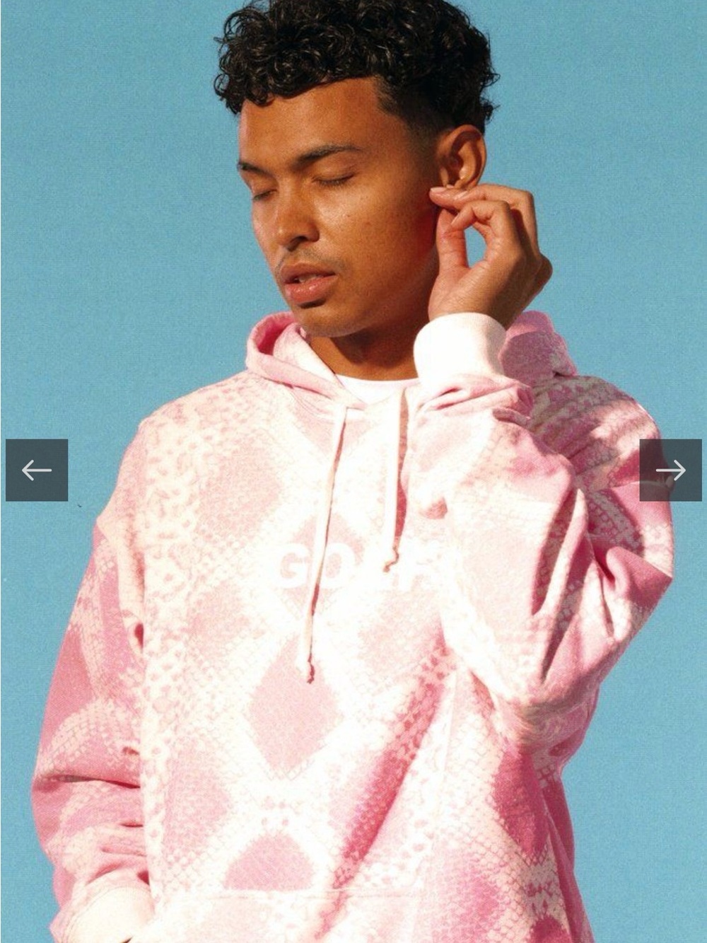 Golf Wang Hoodie Tyler the Creator Snake Skin Logo Pullover Size M White Pink